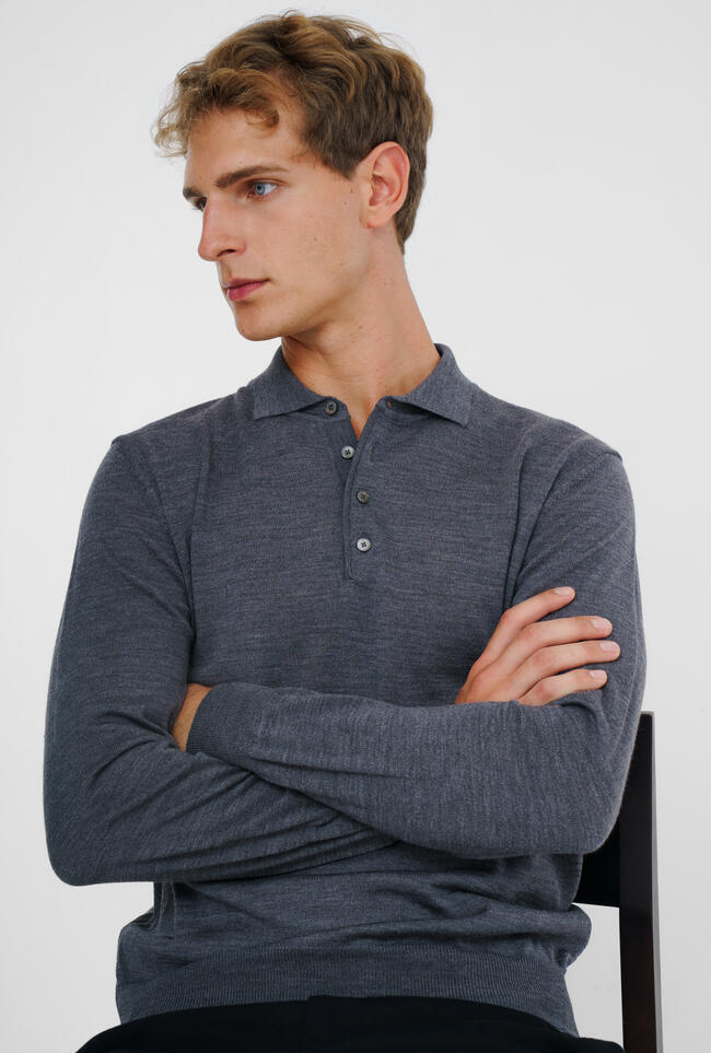 Polo shirt in pure worsted wool ESSENTIAL - Ferrante | img vers.1300x/
