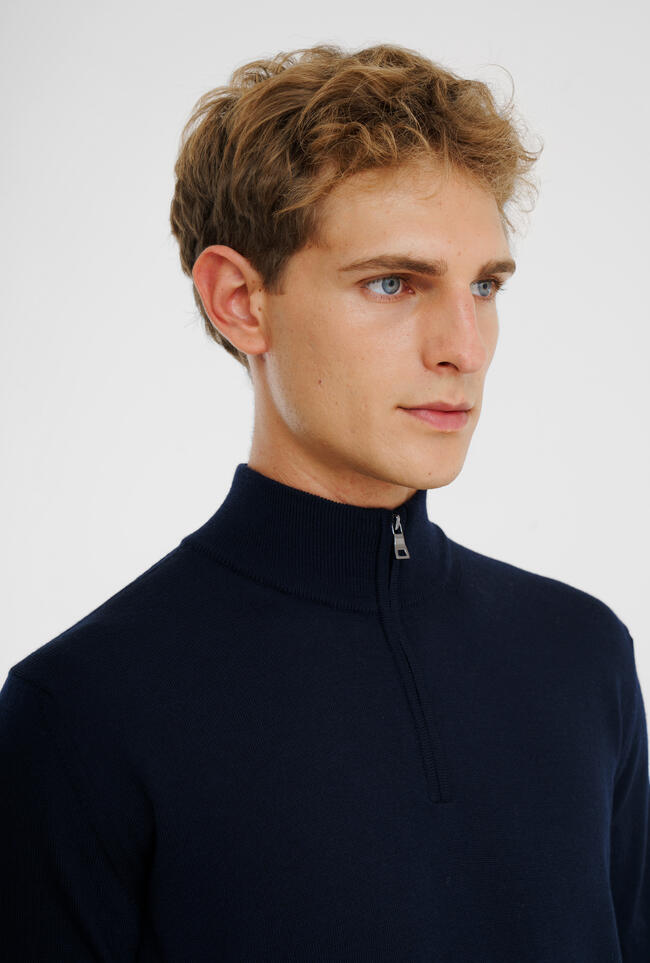 Serafino zip in pura lana pettinata ESSENTIAL - Ferrante | img vers.1300x/