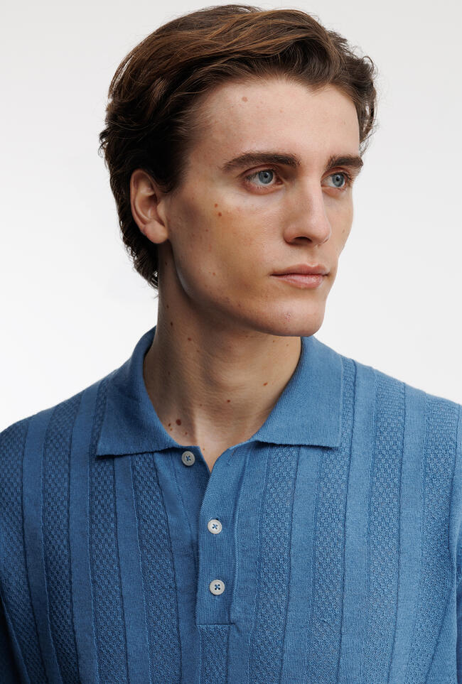 Linen polo shirt with workmanship ROYAL RED - Ferrante | img vers.1300x/