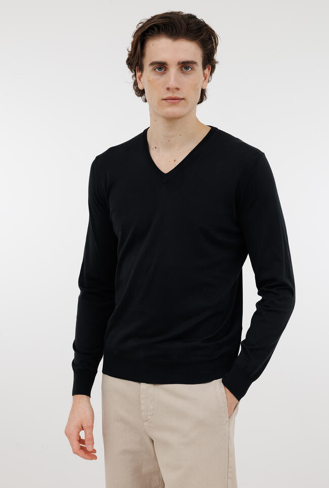 Pullover tinto in puro cotone ESSENTIAL - Ferrante | img vers.1300x/