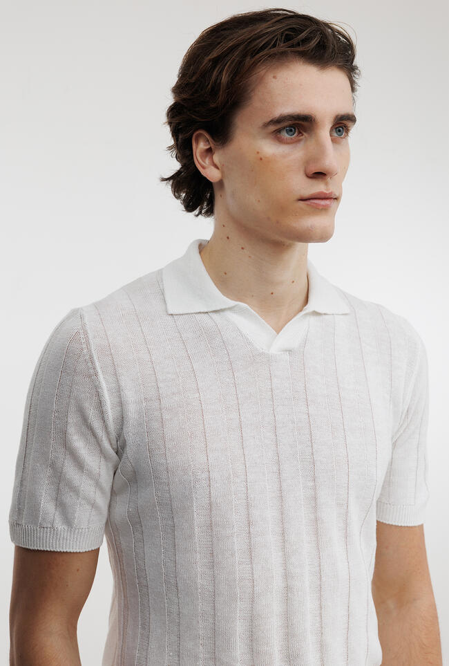 Polo senza bottoni in lino e cotone ROYAL RED - Ferrante | img vers.1300x/