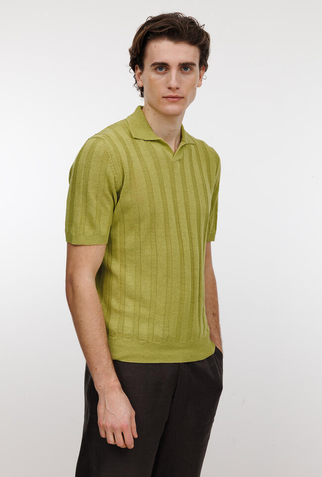 Polo senza bottoni in lino e cotone ROYAL RED - Ferrante | img vers.1300x/