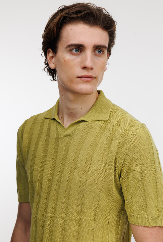 Polo senza bottoni in lino e cotone ROYAL RED - Ferrante | img vers.1300x/