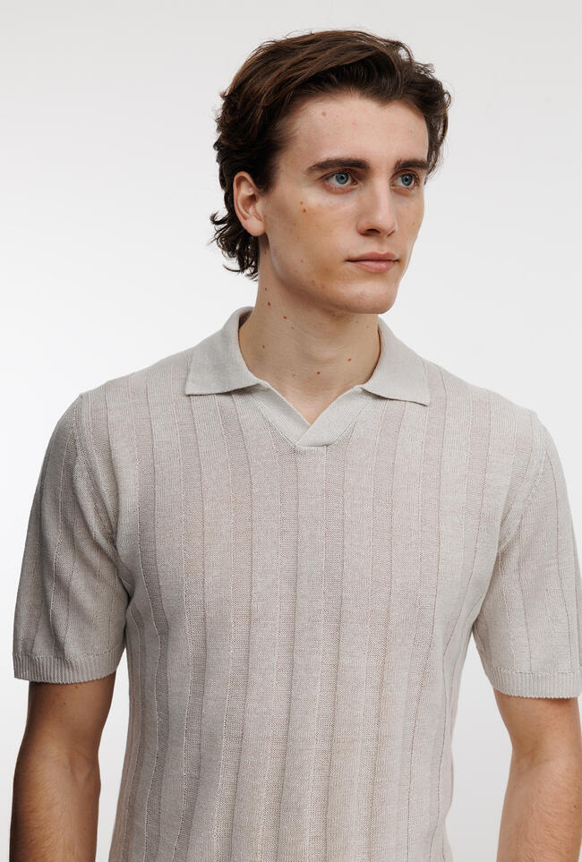 Polo senza bottoni in lino e cotone ROYAL RED - Ferrante | img vers.1300x/