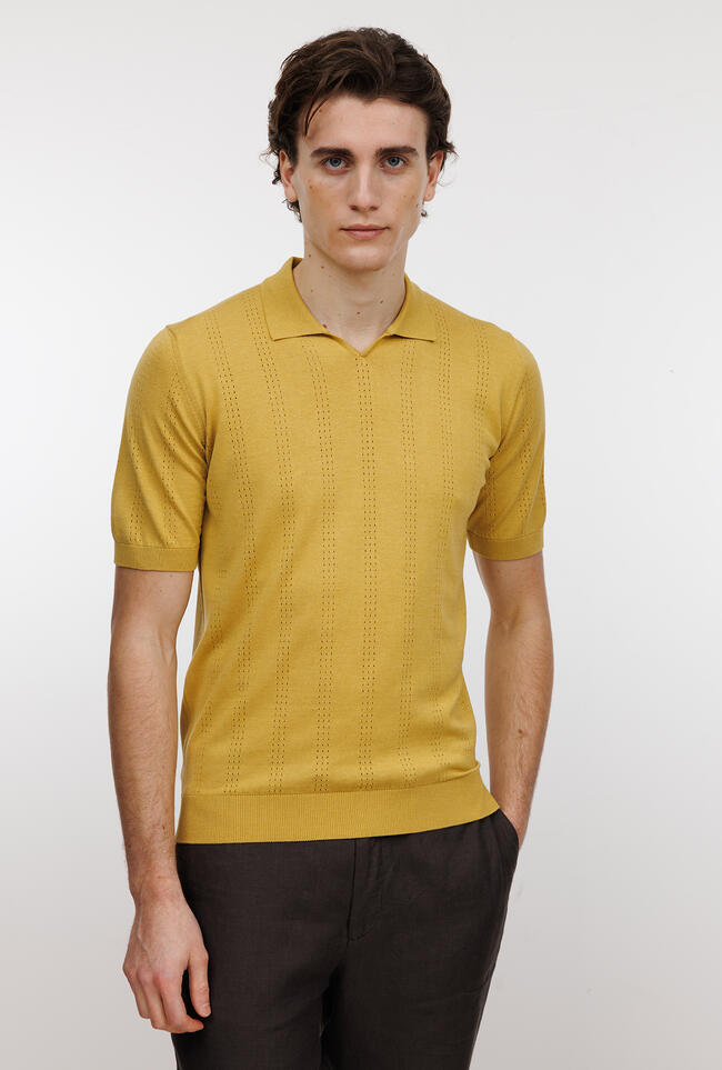 Polo senza bottoni in seta e cotone ROYAL RED - Ferrante | img vers.1300x/