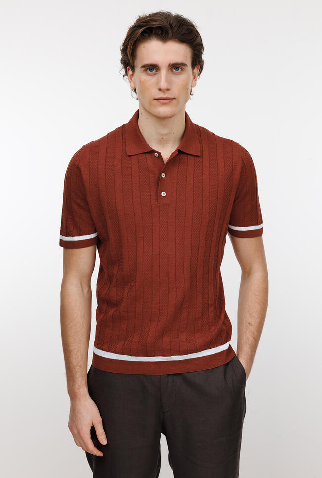Polo in lino con lavorazione ROYAL RED - Ferrante | img vers.1300x/