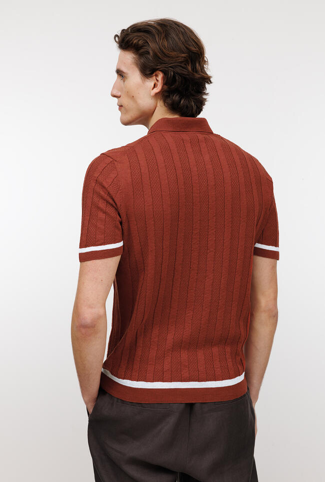 Polo in lino con lavorazione ROYAL RED - Ferrante | img vers.1300x/