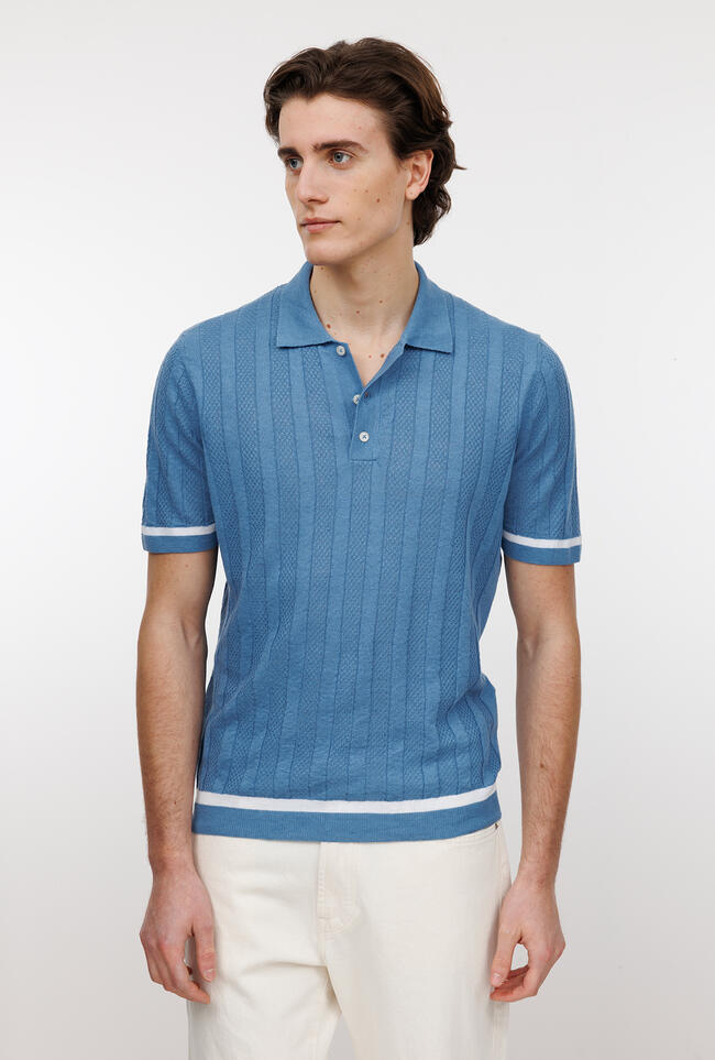 Polo in lino con lavorazione ROYAL RED - Ferrante | img vers.1300x/