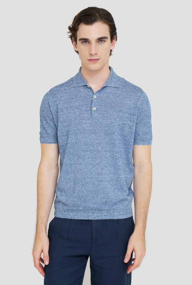 Linen-blend polo shirt ROYAL RED - Ferrante | img vers.1300x/