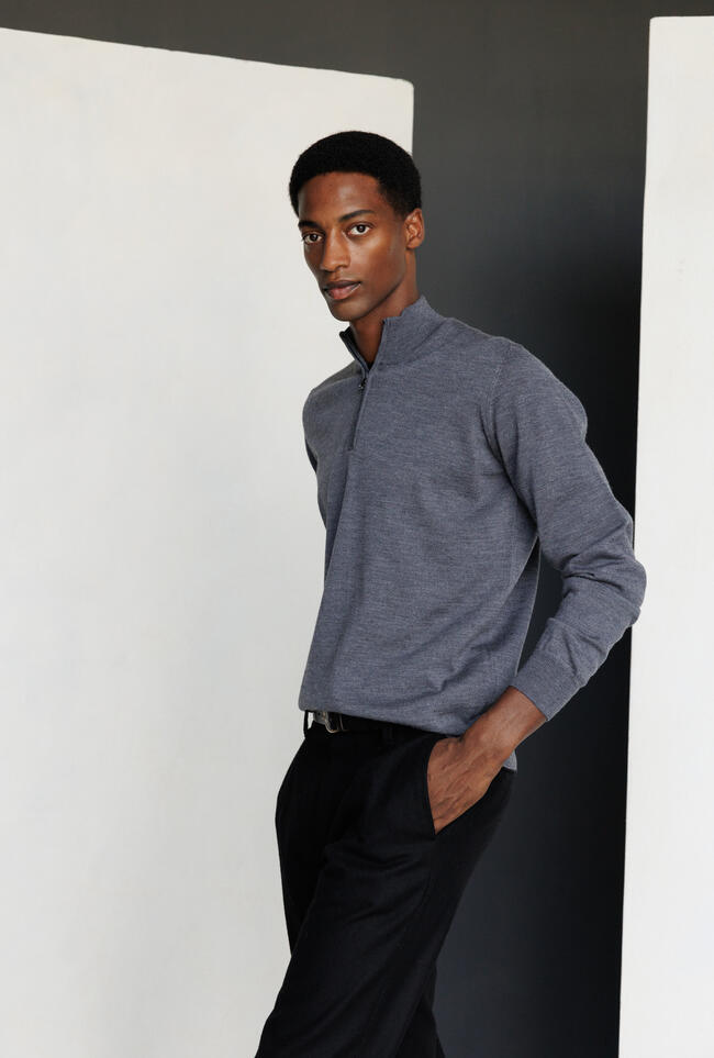 Serafino zip in pura lana pettinata ESSENTIAL - Ferrante | img vers.1300x/