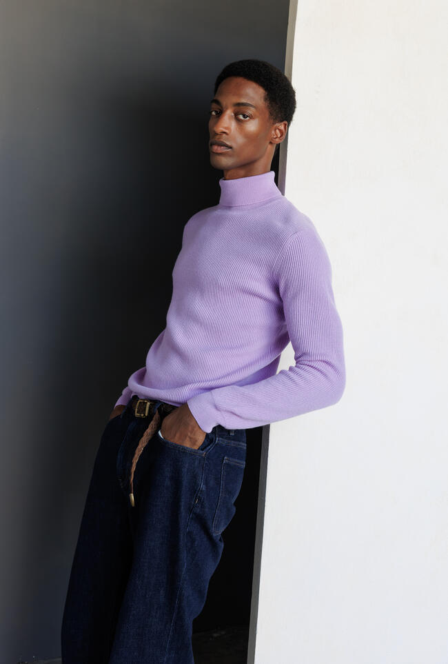 English knit turtleneck in wool and cashmere ROYAL RED - Ferrante | img vers.1300x/