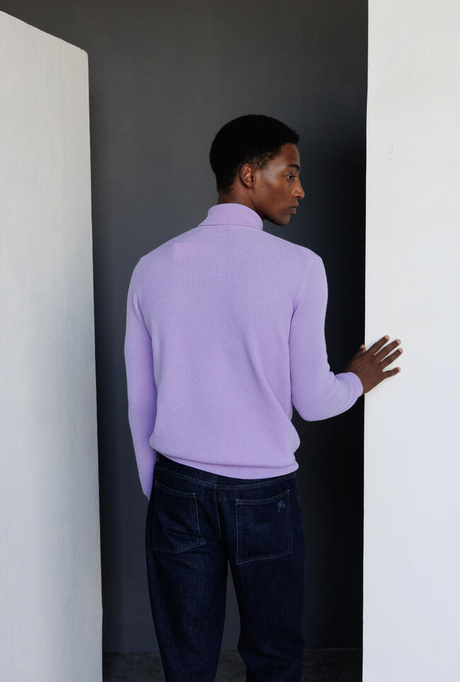English knit turtleneck in wool and cashmere ROYAL RED - Ferrante | img vers.1300x/