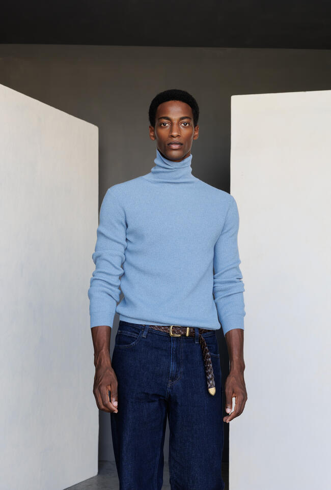English knit turtleneck in wool and cashmere ROYAL RED - Ferrante | img vers.1300x/
