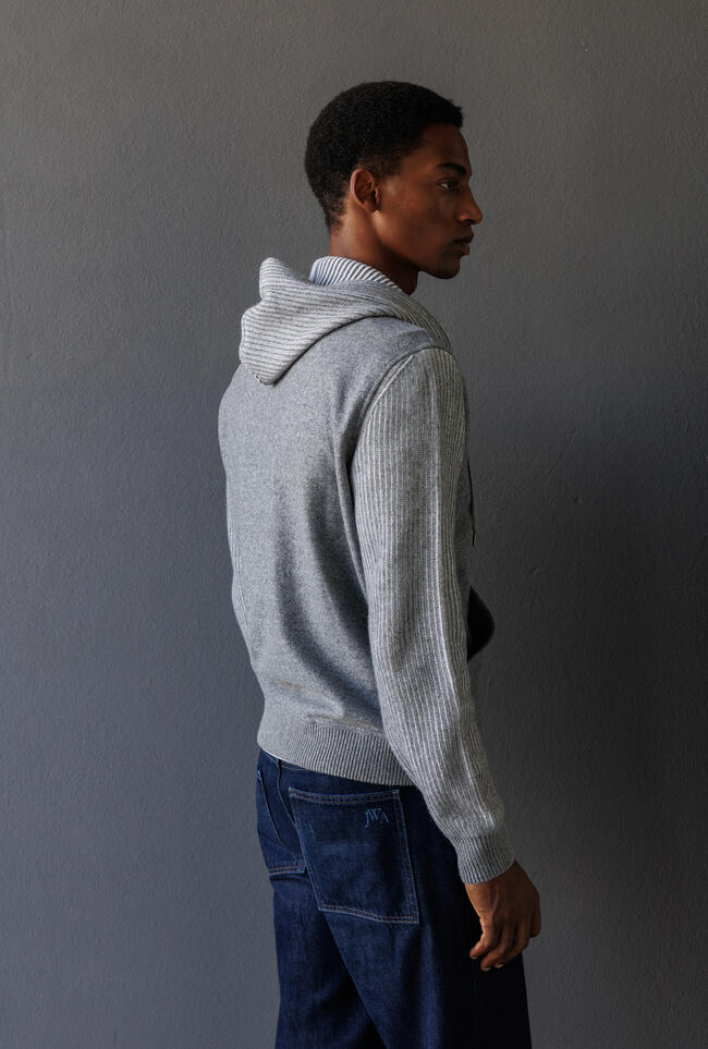 Sweatshirt in fabric and vanisé knit MAIN - Ferrante | img vers.1300x/