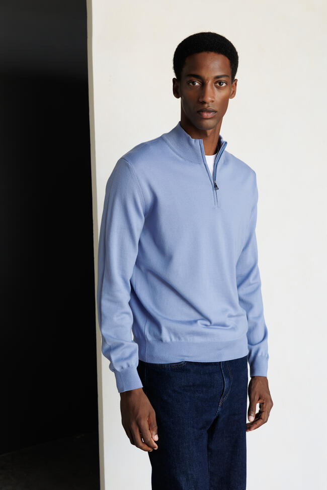 Serafino zip in pura lana pettinata ESSENTIAL - Ferrante | img vers.1300x/
