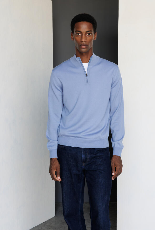 Serafino zip in pura lana pettinata ESSENTIAL - Ferrante | img vers.1300x/