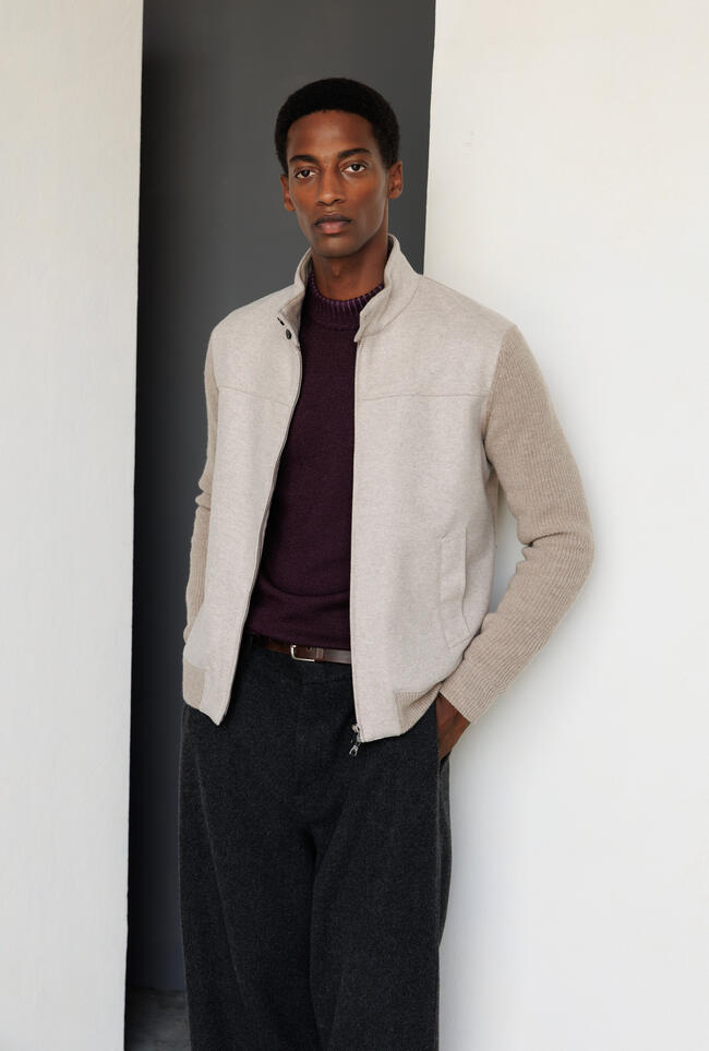Bomber in lana con schiena e maniche in maglia MAIN - Ferrante | img vers.1300x/