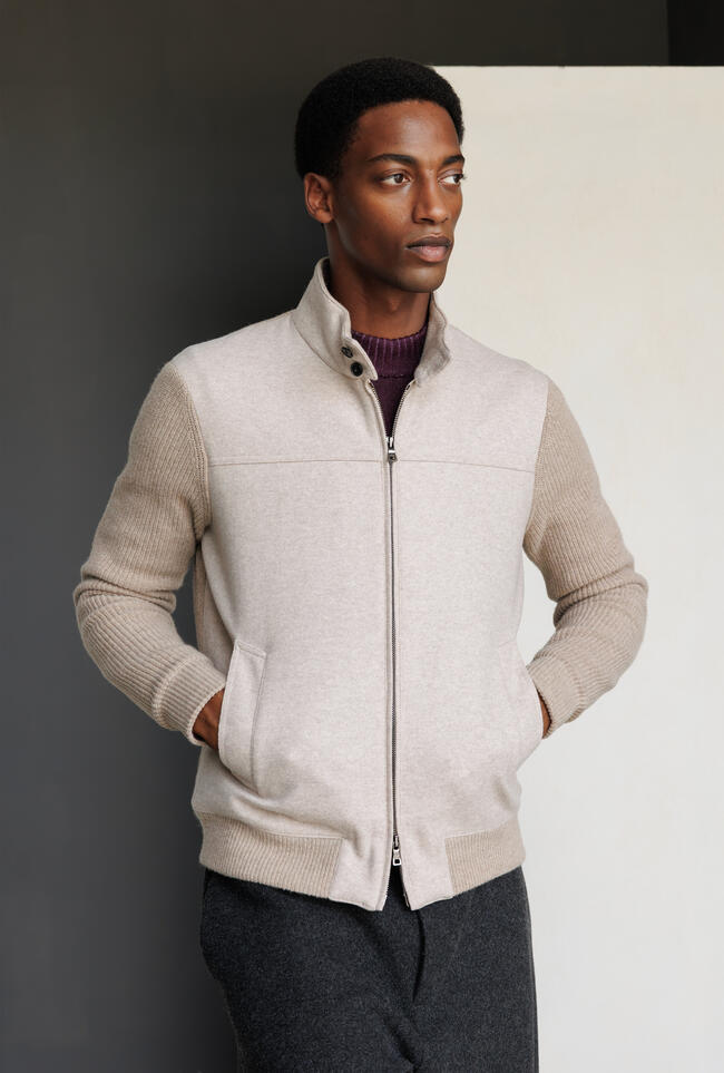 Bomber in lana con schiena e maniche in maglia MAIN - Ferrante | img vers.1300x/