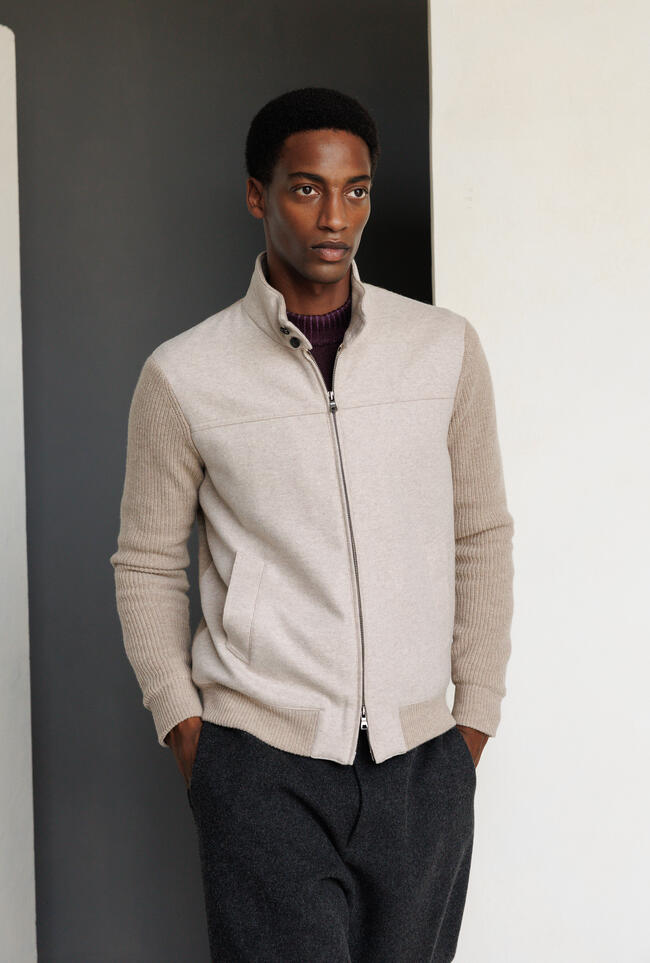 Bomber in lana con schiena e maniche in maglia MAIN - Ferrante | img vers.1300x/