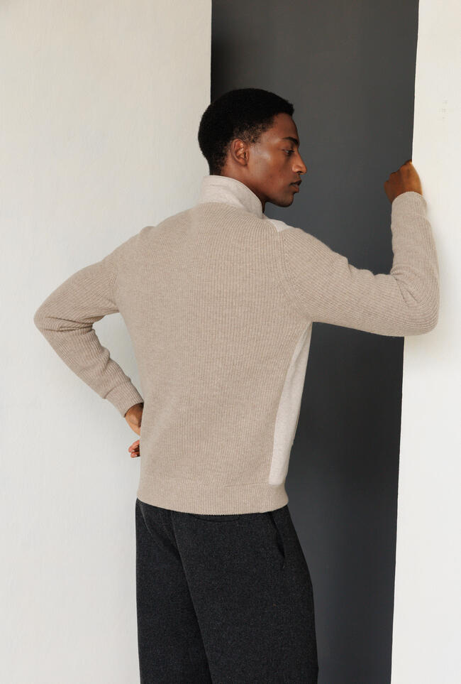 Bomber in lana con schiena e maniche in maglia MAIN - Ferrante | img vers.1300x/