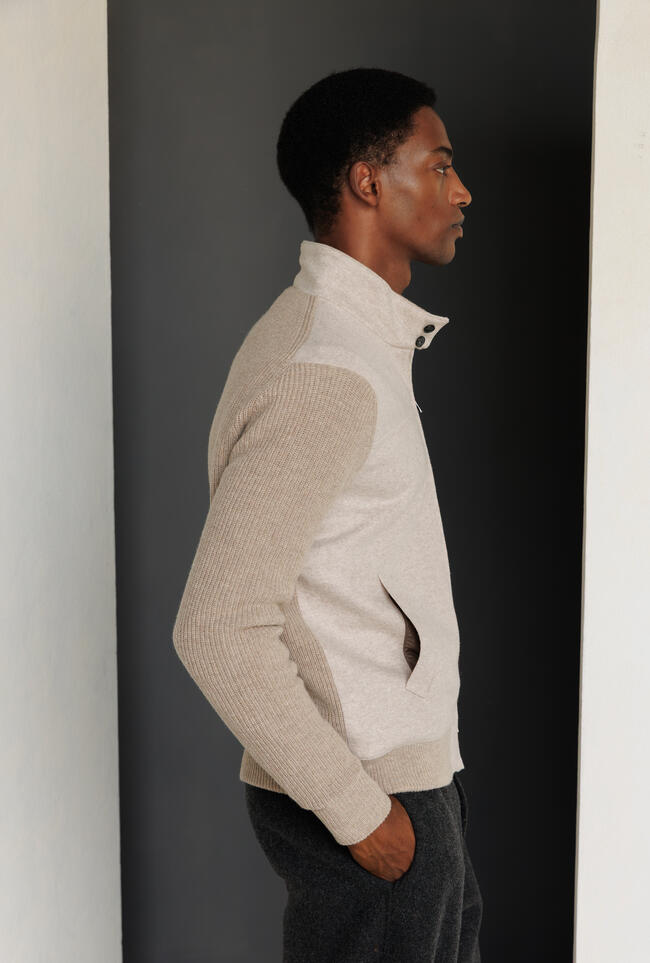Bomber in lana con schiena e maniche in maglia MAIN - Ferrante | img vers.1300x/