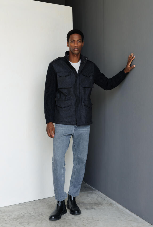 Field jacket in lana con maniche in maglia MAIN - Ferrante | img vers.1300x/