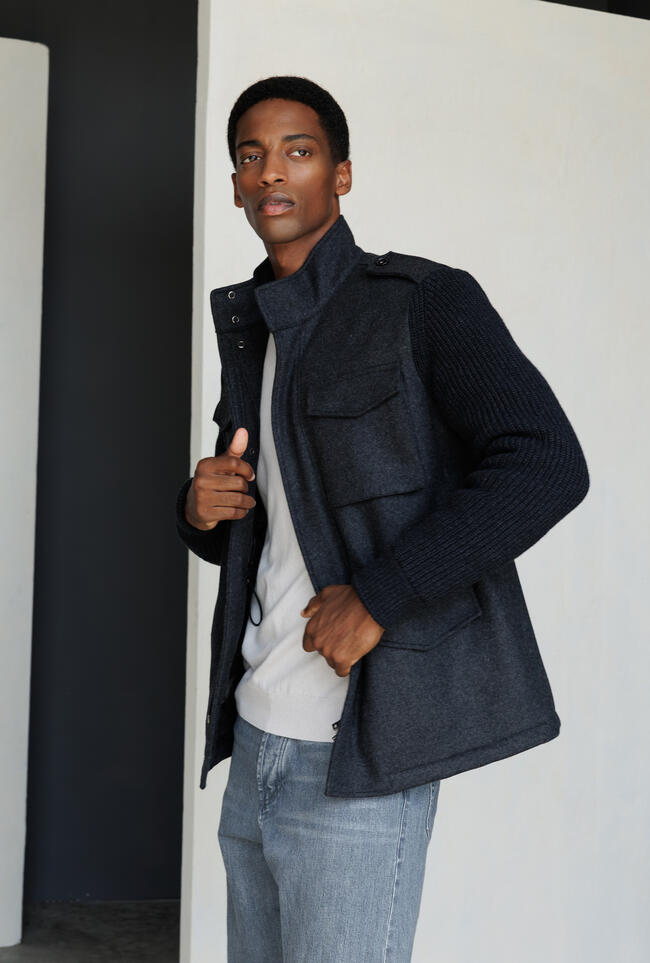 Field jacket in lana con maniche in maglia MAIN - Ferrante | img vers.1300x/