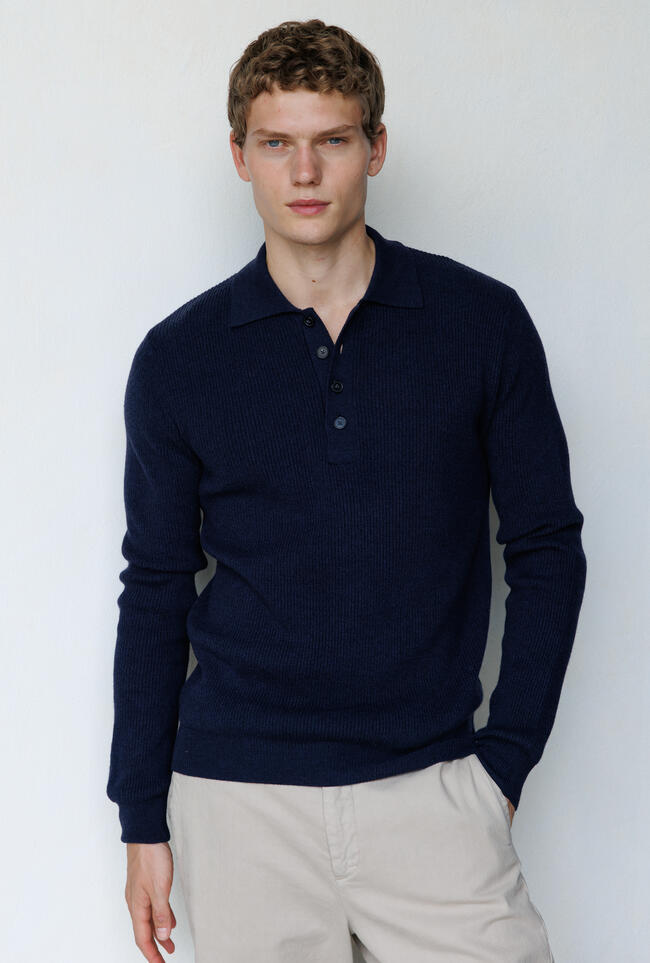 Polo a coste in lana e cashmere ROYAL RED - Ferrante | img vers.1300x/