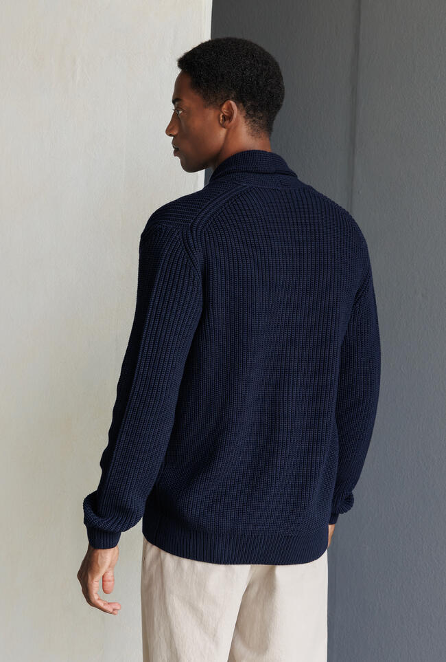 Cardigan con collo sciallato in lana triploritorto MAIN - Ferrante | img vers.1300x/