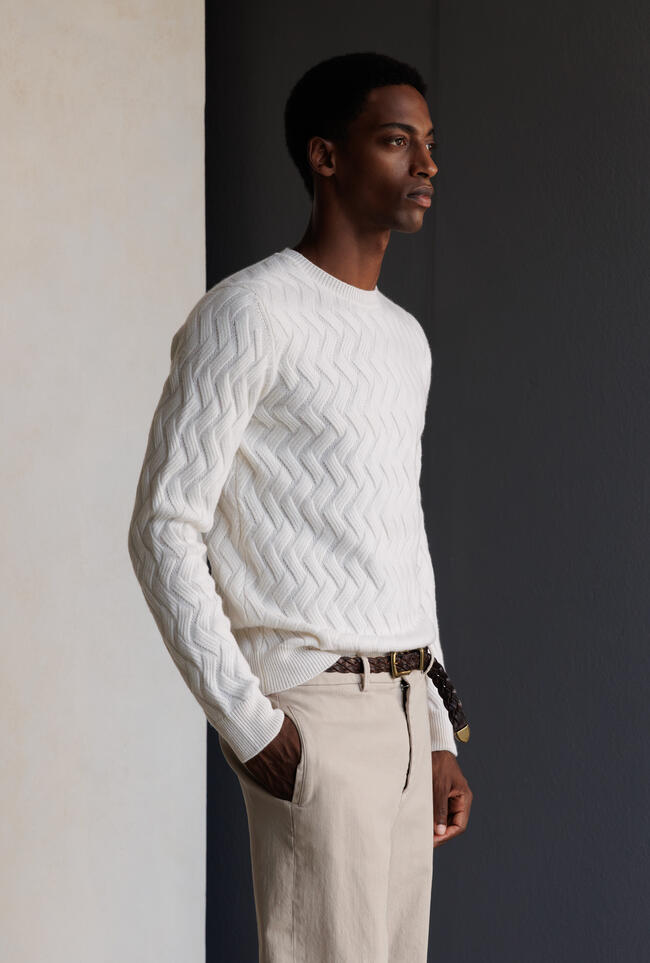 Girocollo con lavorazione in puro cashmere ROYAL RED - Ferrante | img vers.1300x/