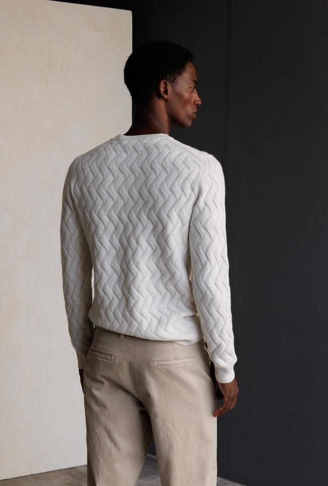 Girocollo con lavorazione in puro cashmere ROYAL RED - Ferrante | img vers.1300x/