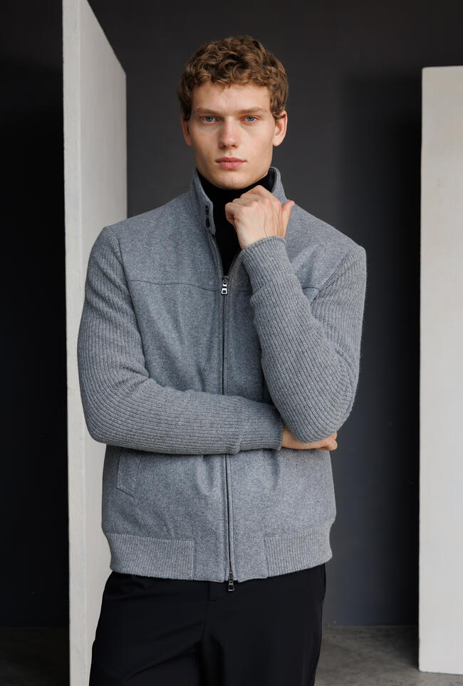 Bomber in lana con schiena e maniche in maglia MAIN - Ferrante | img vers.1300x/