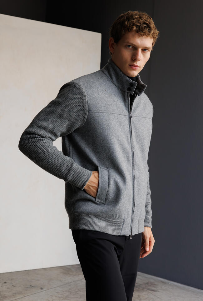 Bomber in lana con schiena e maniche in maglia MAIN - Ferrante | img vers.1300x/