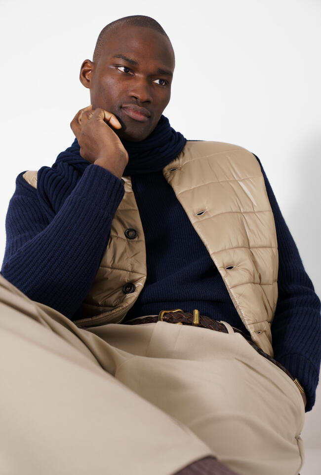 Padded jacket with sleeves and knitted details ROYAL RED - Ferrante | img vers.1300x/