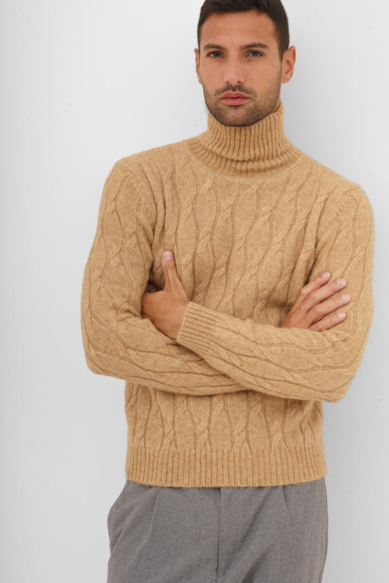 Maglia a trecce in alpaca Uomo